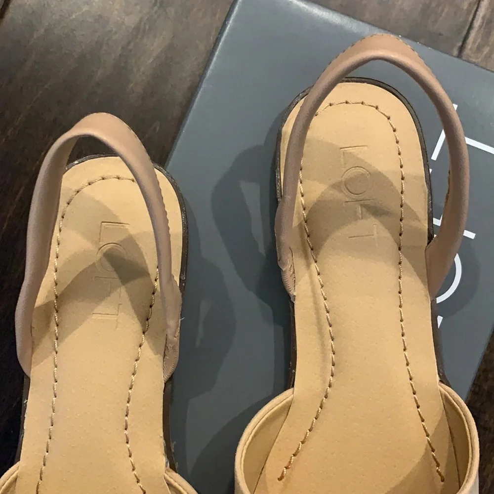 NIB LOFT Faux Suede Peeptoe Slingback Sandals Size 7